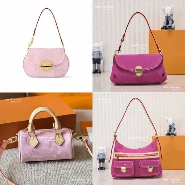 Hot takashi murakami pink jean bag Luxury designer Liv denim nano shoulder bag Hobo Crossbody Bag shopping cluth Drawstring Tote Underarm Handbag Blue Cosmetic Bags