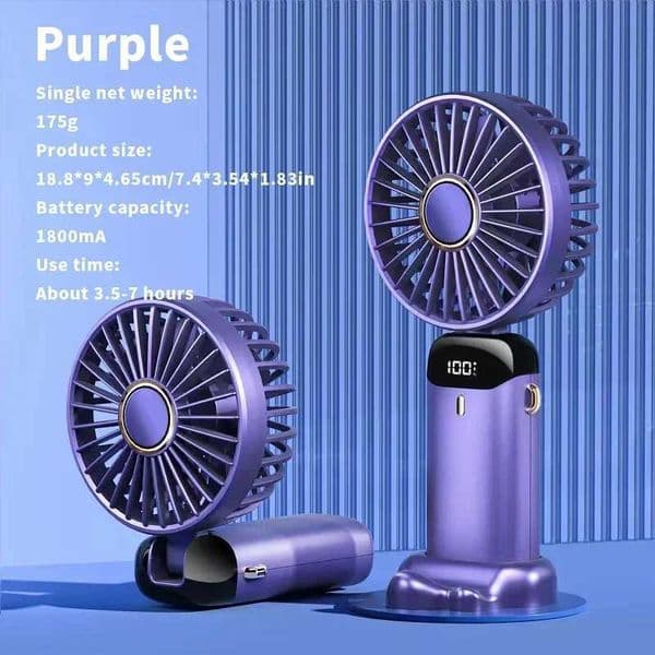 Portable 5 Speed Wind Mini Aromatherapy Handheld Personal Rechargeable Fan LED Digital Display 90Adjustable Rechargeable Fan X260311