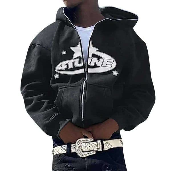 Zip Up Hoodies Cardigan Hooded Warmth Sweatshirt Aesthetics Letter Print Trend Casual Hip Hop Y2k New Sweatshirts Men's Clothing C260311