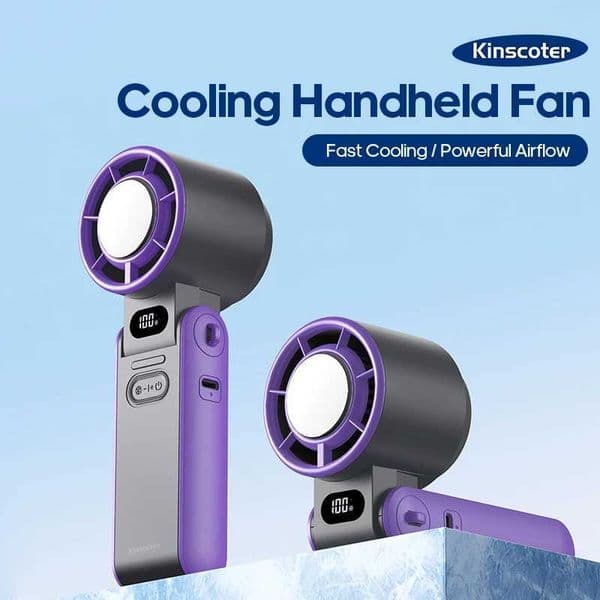 KINSCOTER Portable Air Cooling Turbo Fan 3600mAh 100 Wind Speeds Adjustable Outdoor Foldable Student Handheld Fan with Lanyard X260311