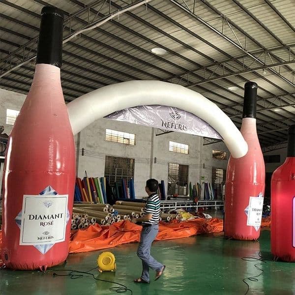 Free delivery High quality Customized commercial advertising inflatable wine/beer/champagne bottle arch gantry with LED light for festival events