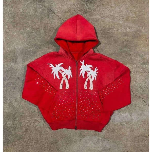 America Harajuku Palm Tree Letter Embroidery Loose Hoodie Y2k Hip Hop Fashion Sequin Splice Women Sweatshirt Street Men Clothing C260311