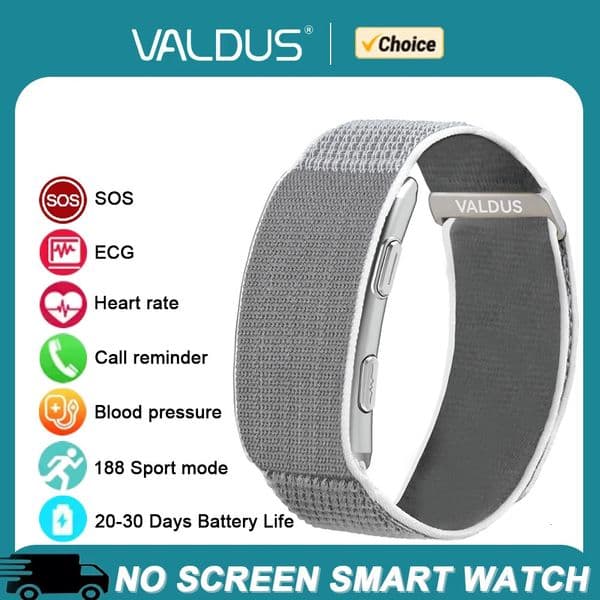 VALDUS VITRO ECG Smart Bracelet Heart Rate Blood Pressure Waterproof Long Battery Life Fitness SOS 2026 NO Screen Smartwatch 260302