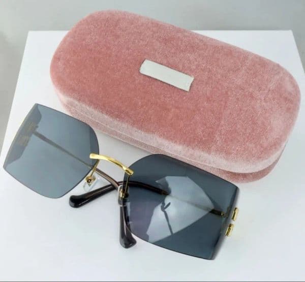 Y2K Designer Sunglasses Women Frameless Polarized Sunglass 54ymu Curved Lens street style MU cat eye sunglasses Uv400 Protect Lenses Aesthetic Eye Glasses MU54YS