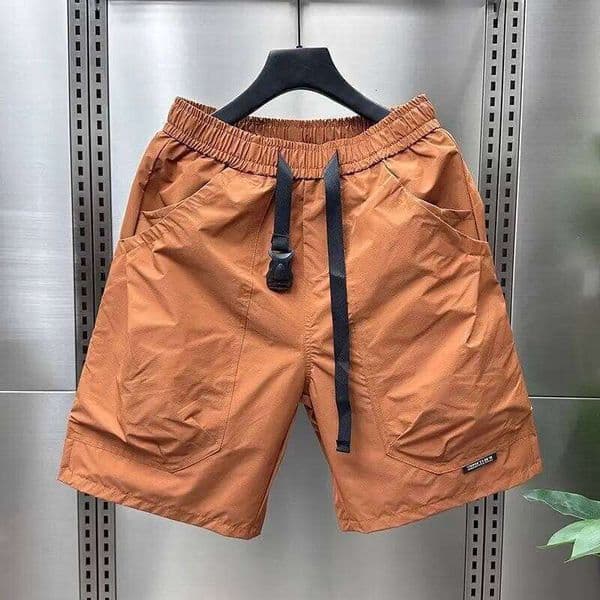 Men's Cargo Shorts Quickly Do Solid Long Elastic Waist Male Short Pants Japanese Street Style Y2k Cotton Clothing Distressed