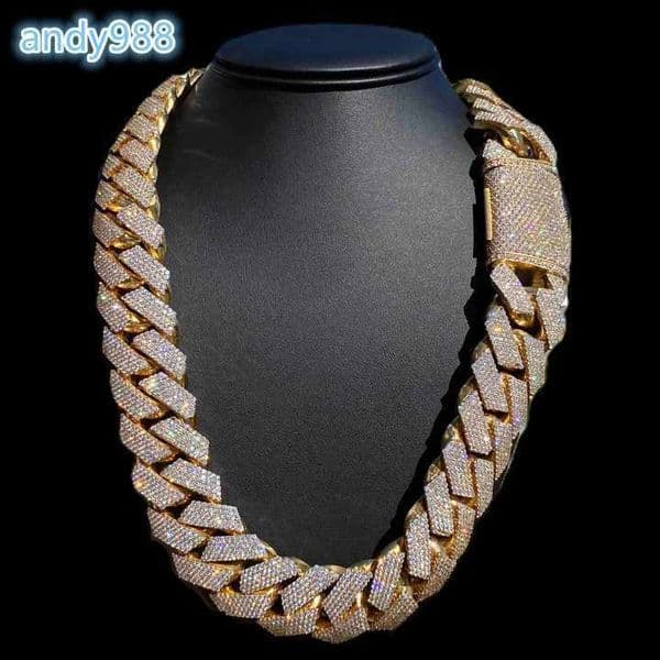 Wholesale Unisex 925 Silver Cuban Link Chain Rappers Hip Hop Style Lab Grown Diamonds Yellow Gold Material Gift Necklaces EGL