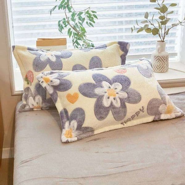 Multi-gauge Cartoon Printed Plush Rectangular Sleeping Warm Soft Flannel Pillowcase, Home Decor, Winter 26Y0311