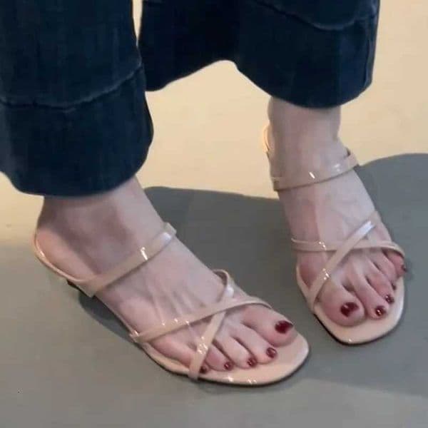 2025 New Fashion French Wedge Crossover Slipper Open Toe Temperament High Heel Sandals for Women Elegant K260311