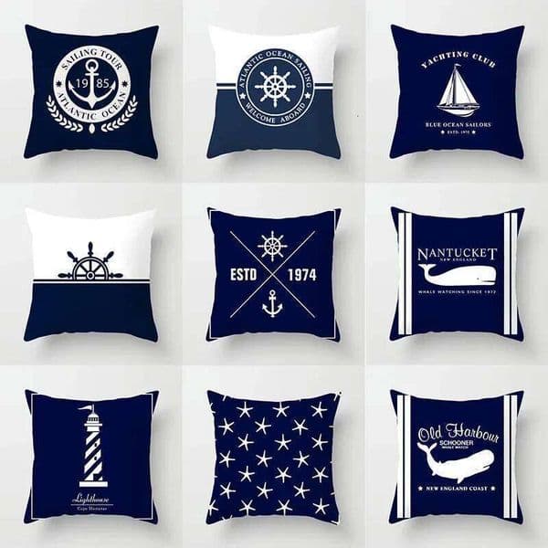 Pillow Case Home decor compass pillow cover blue mediterranean cushion gift sofa office accessory ornament 45x45cm 26Y0311