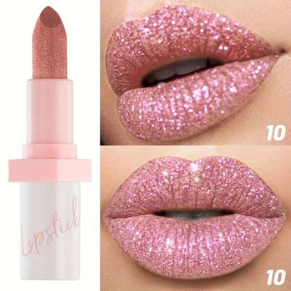Metallic Pearlescent Lipstick, Long Lasting Waterproof Lip Makeup, Smooth Hydrating Formula for Plump Glossy Lips Z260311