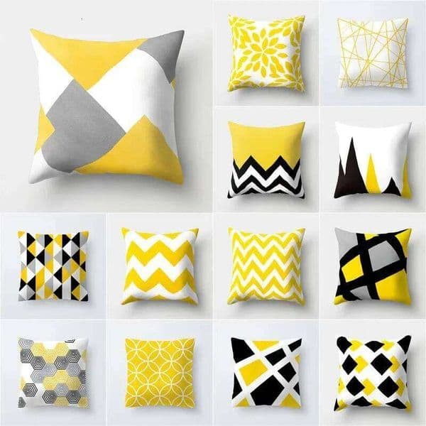 Yellow Geometric Decorative Pattern Office Living Room Home Pillowcase Car Ornaments 26Y0311