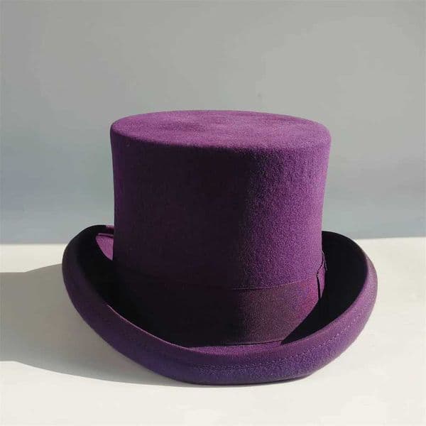 Purple High Top hat Wool Magician hat British hard top hat Cylinder Hat men sbrero copa President hat chapeau haut de forme X260311
