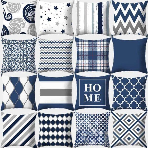 Cushion Cover Geometric Pattern 45x45 Polyester Blue Grey Pillowcase Upholstery Sofa Throw Pillow Home Decor 26Y0311