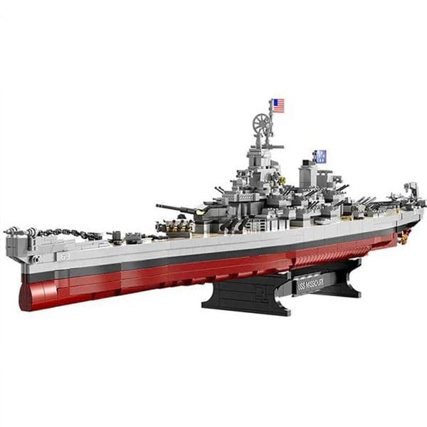 Military WW2 Missouri Battleship Building Blocks US Warships Cruiser Model Brick Collection Display Toys for Boys Adult Kid Gift X260311