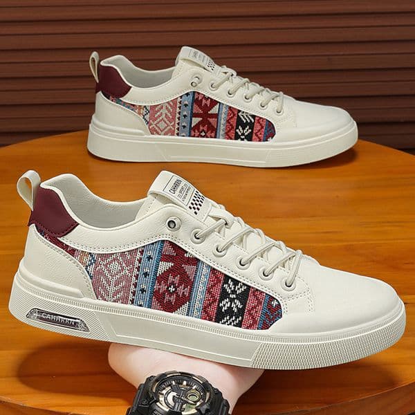 2026 New Men's Shoes: Spring Casual White Slip-on Sneakers With Thick Luxury Shoes Soles, Unique Youth Fashion, Traditional Chinese Style Cloth Shoes For Men