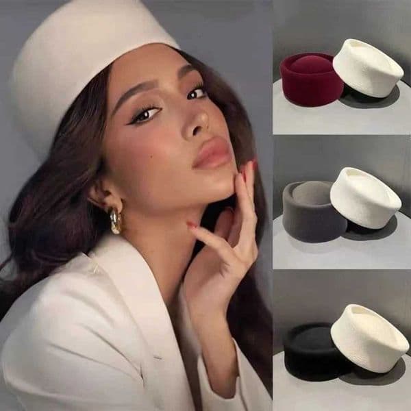 Vintage Looking lbox Hat French Style De Airline Stewardess Caps Solid Color Versatile Formal Hat Lady X260311