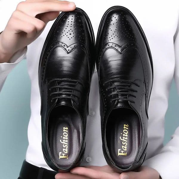 Handcrafted Mens Oxford Shoes Genuine Calfskin Leather Brogue Dress Classic Business Formal Man 260311