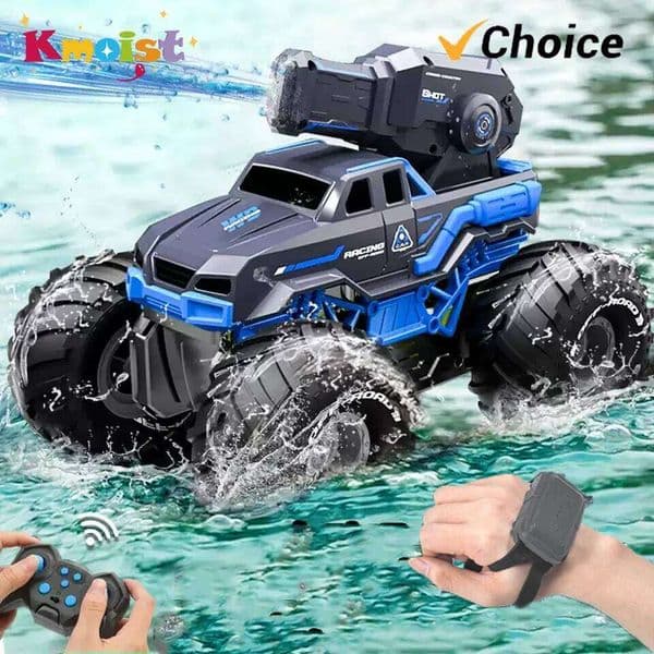 2.4G RC Self-absorbing High-pressure Gun Remote Control Amphibious Off-road Vehicle Climbing Stunt Car Water Toys Gift 26Y0311