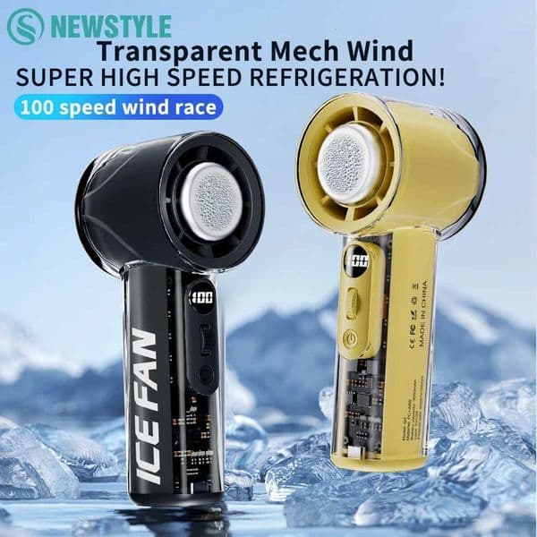 Outdoor Mini Cooling Fan 100 Speed Wind 3000mAh Rechargeable Cold Compress Turbo Fan Protable Handheld Transparent Cooling Fan X260311