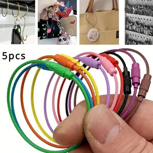 5pcs Stainless Steel Keychain Quick Release Carabiner Clip for Car Keys Outdoor Hiking Camping AntiRust Metal Key Ring 260228