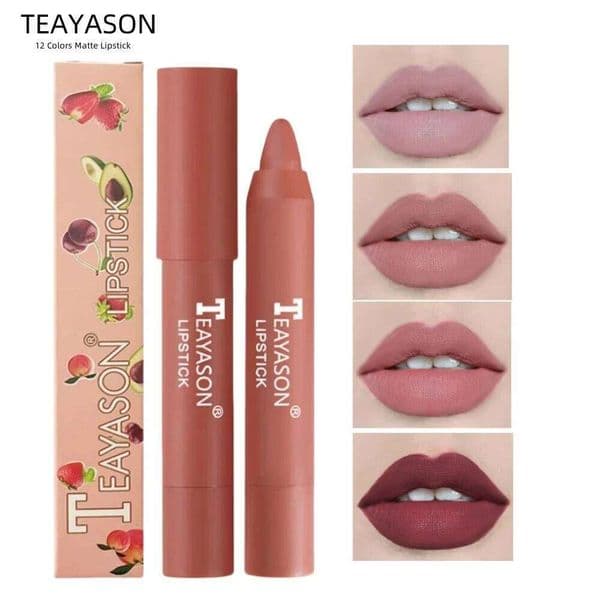 TEAYASON Nude Velvet Matte Lipstick Long Lasting Moisturizing Lip Crayon High Pigment Rotate Lipsticks Pen Woman Cosmetics W260311