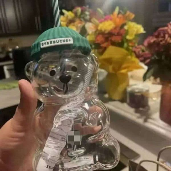 large capacity 500ML Cute Bear Glass Cup 2025 New Christmas Gift Durable for Coffee Beer Wine Cocktails Straw Mug L260601 a0