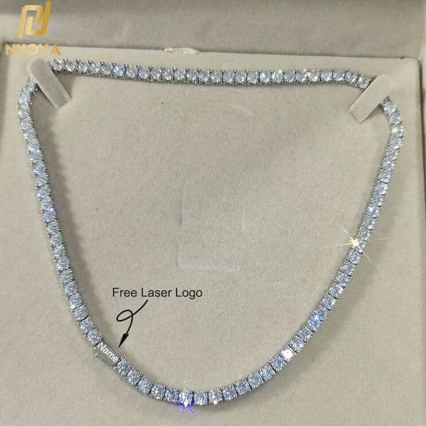 Hip Hop Jewelry Cubic Zirconia Tennis Chain Iced Out 18k Gold Plated Bling Necklace For Women Free Custom Laser Logo
