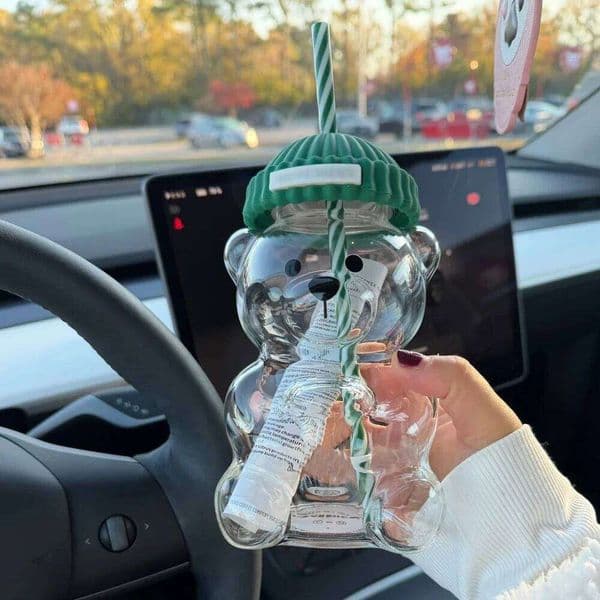 Large Capacity 500ML Cute Bear Glass Cup 2025 New Christmas Gift Durable for Coffee Beer Wine Cocktails Straw Mug L260601 61