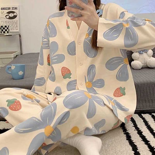 Spring and Autumn New Womens Pajamas Homewear Suit Womens Long-Sleeved Homewear Autumn and Winter Models Homewear Suit N260311