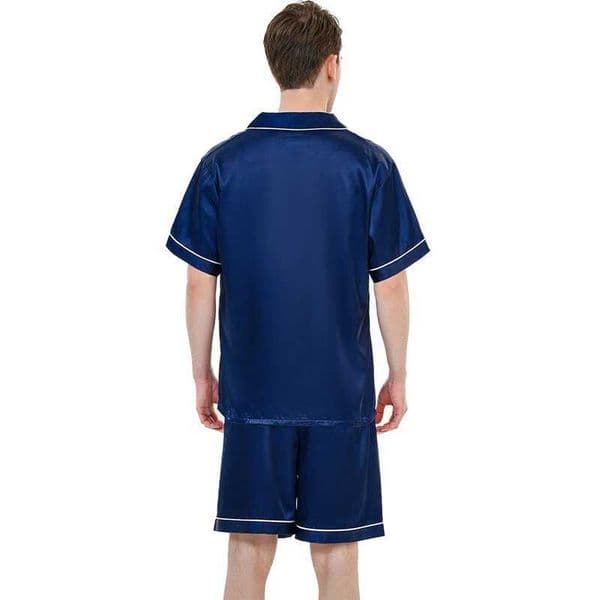 Mens pajamas short sleeved summer ice silk home clothing mens summer casual thin cardigan can be worn as a set home clothing N2603111