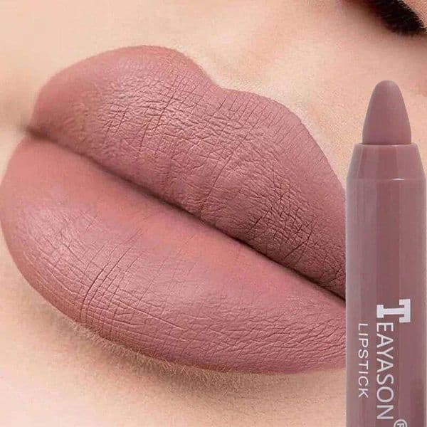 Nude Velvet Matte Lipstick Long Lasting Waterproof Color Rendering Non-stick Cup Lip Glaze Lips Liner Pencil Woman Cosmetics Z260311