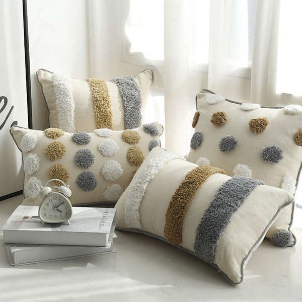 Ins Tufted Horizontal Striped Ethnic Style Cushion Bedside European Classical Pillow Soft Without Core Pillowcase