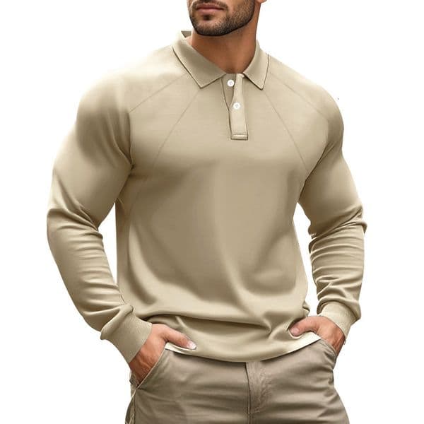 Polo Men's Clothing Autumn New American Retro Heavy-duty Raglan Long-sleeve Polo Shirt Solid Color Turn-down Collar Designer Shirt Designer Hoodie Top For Men