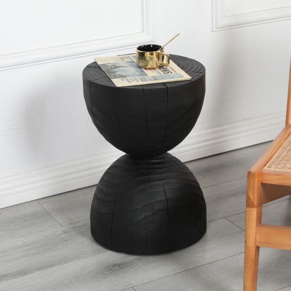 Modern Circular Side Table Coffee Table Metal Living Room Table Simple and Modern Walnut Wood Grain Decoration Negotiation Table Sofa Headboard Office Desk
