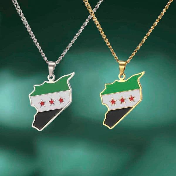 LIKGREAT Trendy Syria Flag Pendant Necklaces Stainless Steel Syrians Map Hiphop Jewelry Gift for Women Men H260311