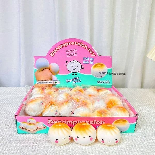 24Pcs/set Steamed Bun Squishy Toy Soft Bread Slow Rebound Fidget Toy For Kids & Adults - Sensory Relief & Anxiety