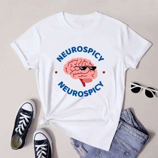 Neurospicy T-shirt Funny ADHD Neurodivergent Tshirts Camiseta Trendy Women Autism Awareness Neurodiversity Tee Shirt Y2K Top Z260311 bccb