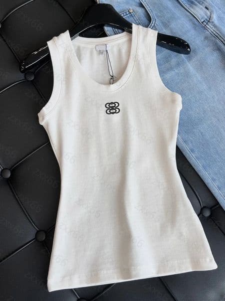 Womens Tank Top Summer Slim Sleeveless embroidery Camis Croptop Outwear Elastic Sports Knitted Tanks 015
