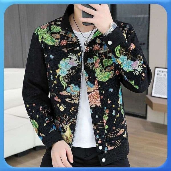 Teenager's Spring Autumn Embroidered In Coarse Cloth, Chinese Style With Magpie And Tree Branch Designs, Workwear Style, Fashionable Casual Jacket Asia Size