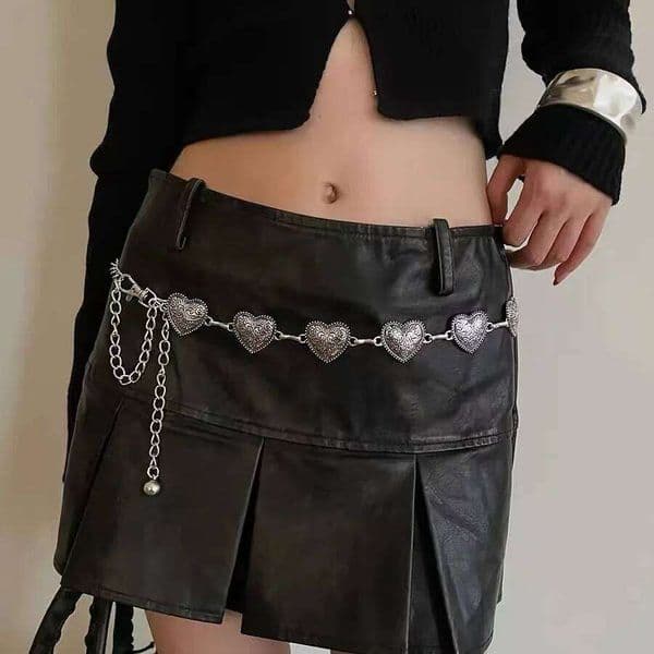 New Korean Y2K Ethnic Style Heart Tassel Waist Exaggerated Single Layer Belt Body Chain Women's Party Fashion Jewelry Gift L260312