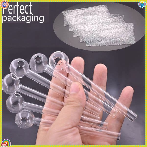 4inch Thick heady Clear Glass Smoking Oil Burner Pipes Smoke Straight Tube Pipe Water Hand Nail Tips Transparent