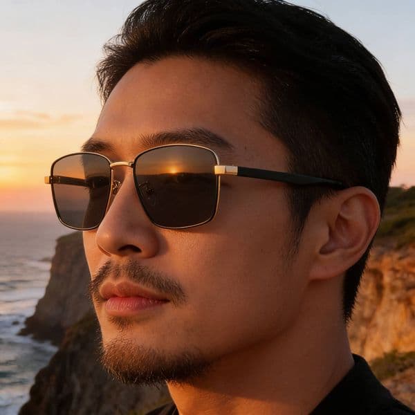 2026 New European American Fashion Square Small Frame Polarized Sunglasses Simple and Stylish Sun Protection Glasses for Men,