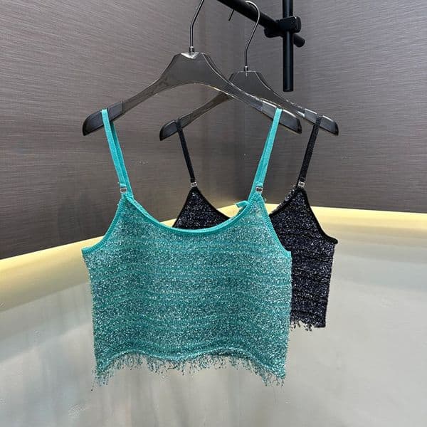 Women Fashion Tassel Camis Spaghetti Strap Vest Summer Cropped Vests Club Party Trendy Camisole