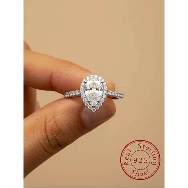 925 Sterling Silver Shiny Personalizd WaterDrop Zircon Ring For Women Anniversary Party Engagement High Quality Fine Jewelry H260312