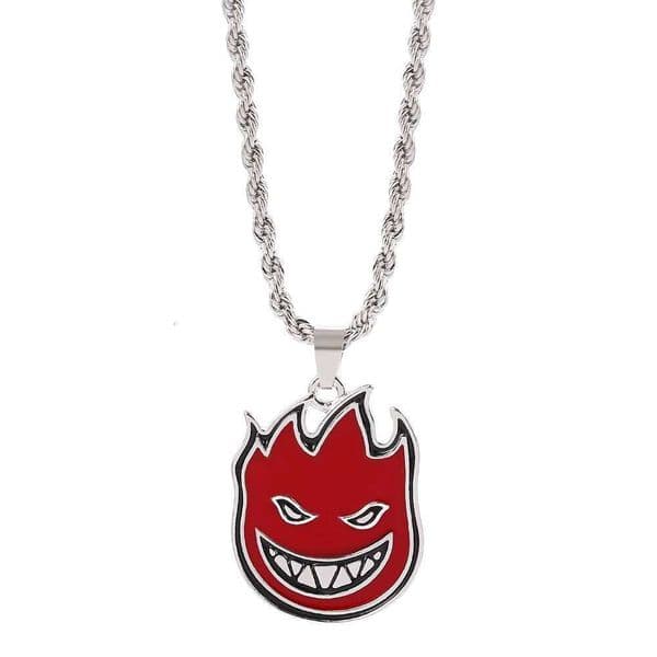 Hip-hop Magic Flame Face Pendant Red Metal For Man Collar Necklace Punk Rock Charm Bar Nightclub Jewelry Accessories H260311