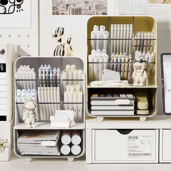 Inclined Pen Holder Student Writing Desk Stationery Storage Box Large Capacity Office Desktop Sundries Rack 26Y0312