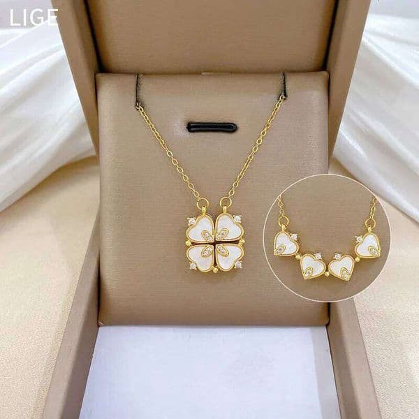Necklace Deformation Cheap Women's Heart Open Flower Cr Versatile Collarbone Chain Titanium Steel H260311