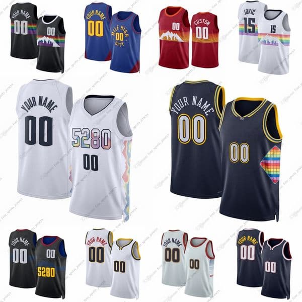 Custom Printed Basketball Jersey 15 Nikola Jokic 9 Dario Saric 27 Jamal Murray 32 Aaron Gordon 8 Peyton Watson 10 Tim Hardaway Jr. 23 Cameron Johnson 0 Christian Braun