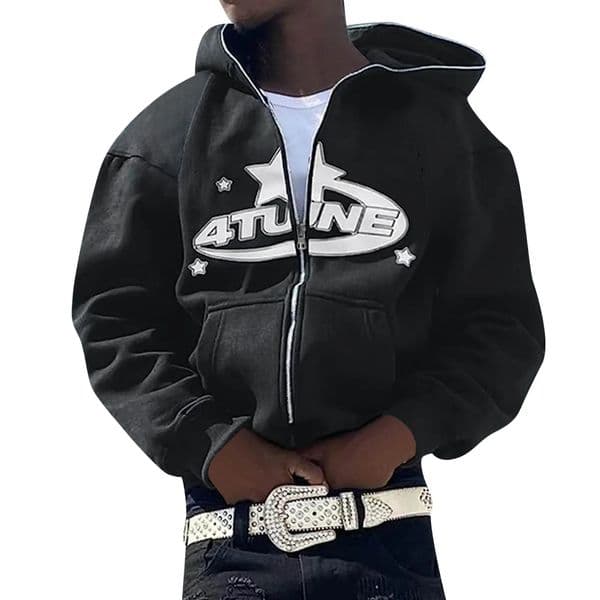Zip Up Hoodies Cardigan Hooded Warmth Sweatshirt Aesthetics Letter Print Trend Casual Hip Hop Y2k Sweatshirts Mens Clothing 260307
