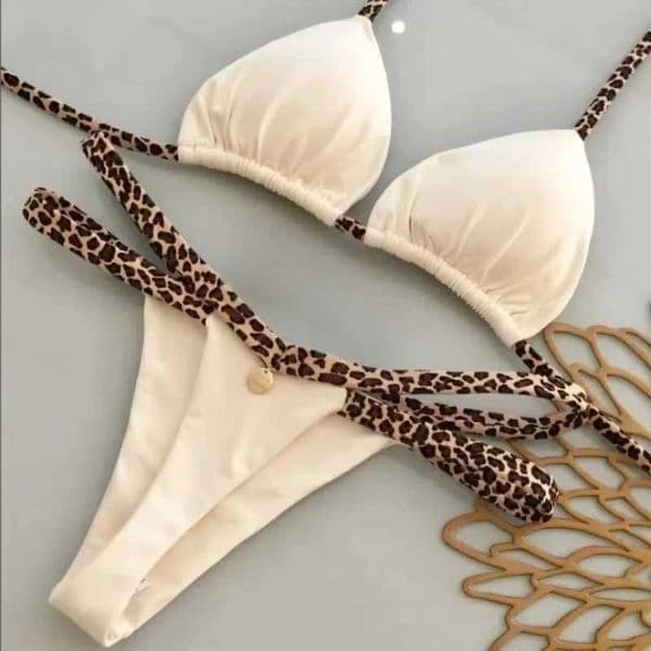 New Bikini Women Swimsuit Beach Vacation Swimwear Leopard Printed Sexy Bikini Set Beachwear Swimsuit Thong Bathing Suit Biquinis S26312